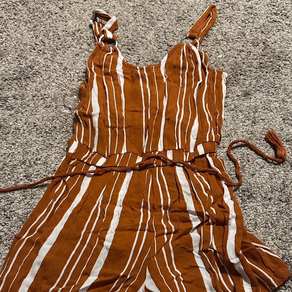 Derek Heart Vibrant Orange and White Striped Top